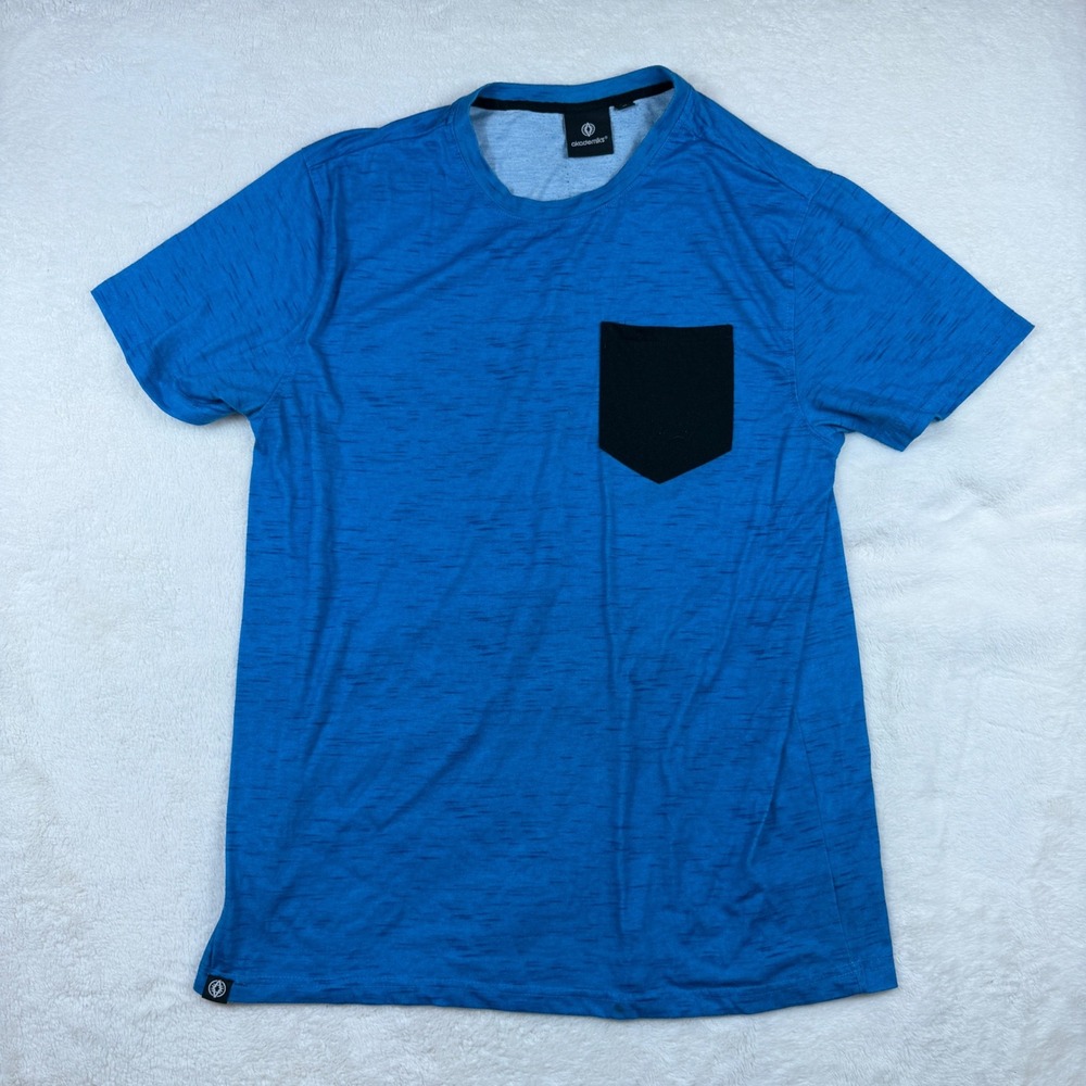 Akademiks Mens XL Blue Space Dye Slub Knit Pocket T-Shirt Short Sleeve Crew Neck